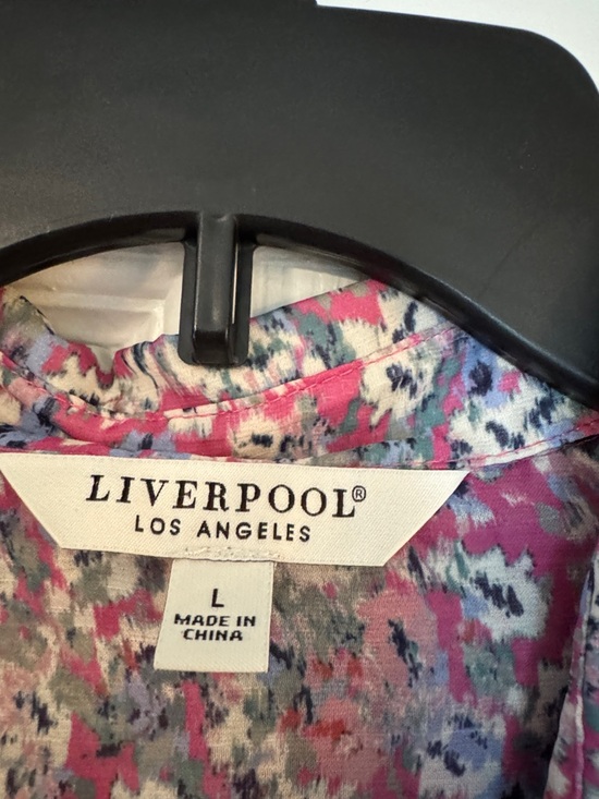 Liverpool Pink Multi Floral Button-Down Blouse - Picture 2 of 7